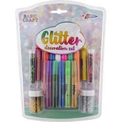17-delige Glitter decoratie set | knutselen - glitterlijm - glitterpoeder | Grafix